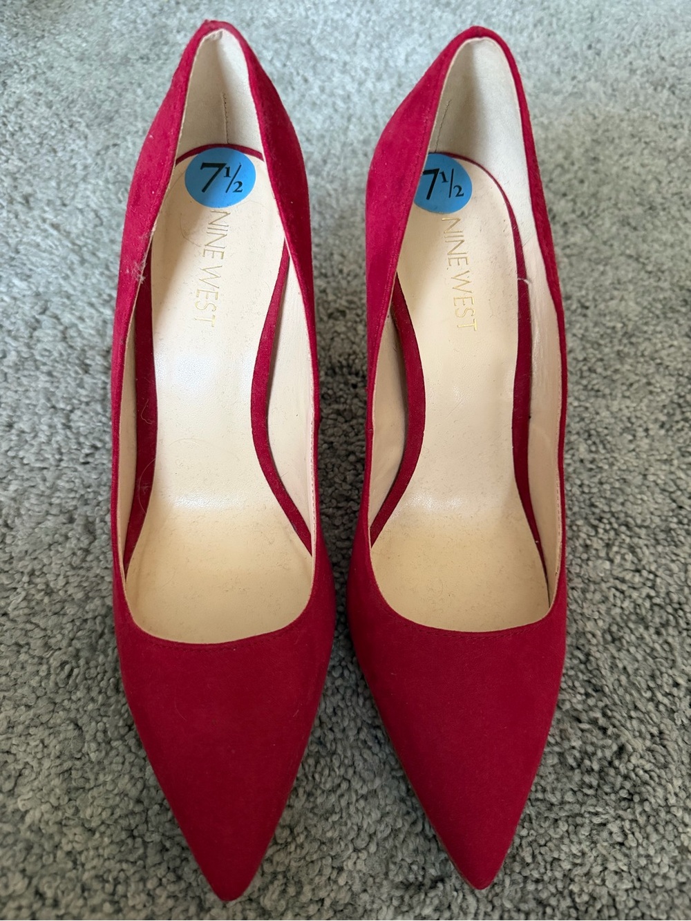 Nine West Red Pointed-Toe Suede Pumps